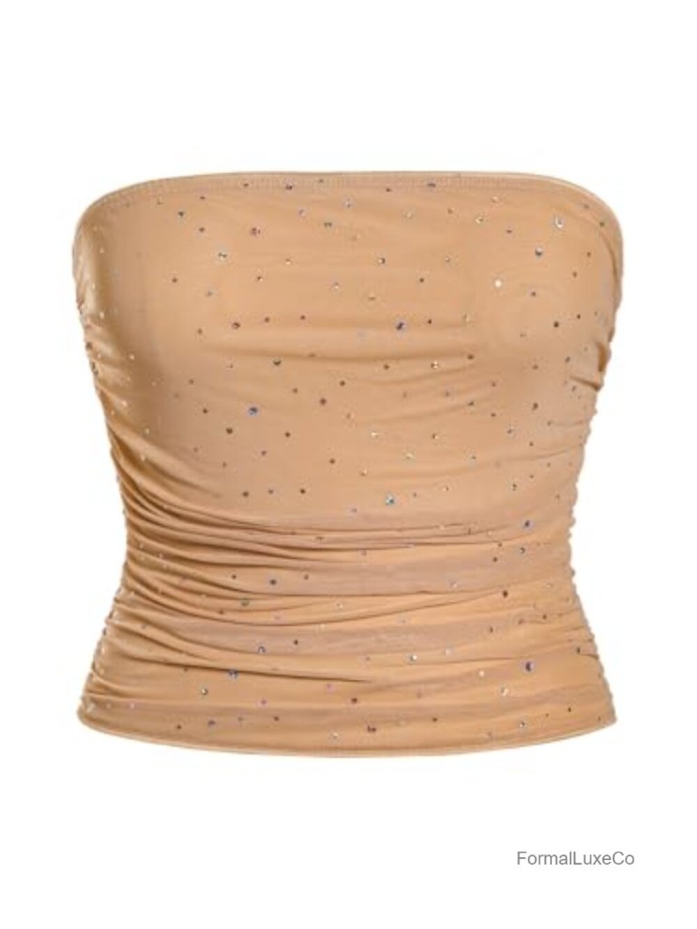 Rhinestone Sleeveless Bandeau Corset Sequin Tube Top Party Crop